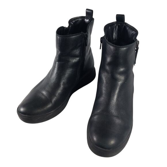 NATURALIZER! BLACK GENUINE LEATHER DUAL ZIPPER, PADDED INNER ANKLE BOOTS! SZ 8M - Picture 3 of 10
